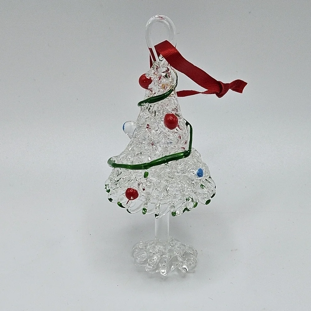 VINTAGE Spun Glass Colorful Christmas Tree Holiday Ornament